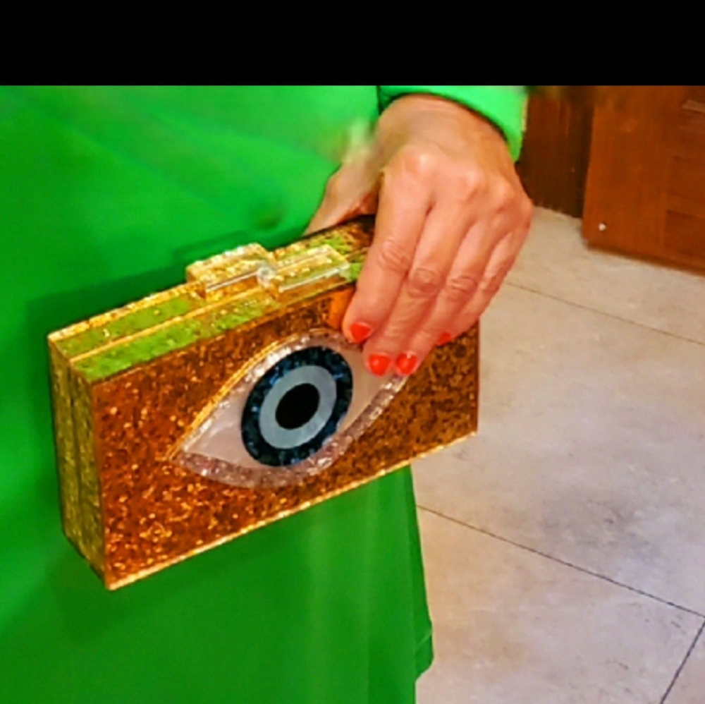 Beautiful evil eye gold clutch
